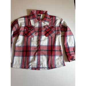 LTX Women's Casual Plaid Shacket Button down Long Sleeve Shirt Red Sz 2XL